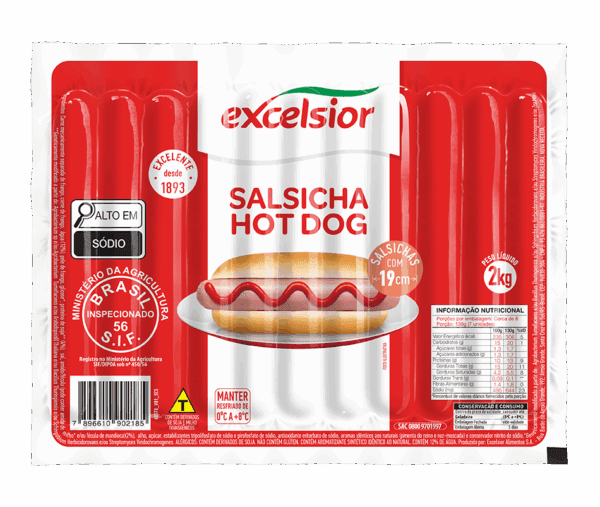 Salsicha Hot Dog 2kg 19cm